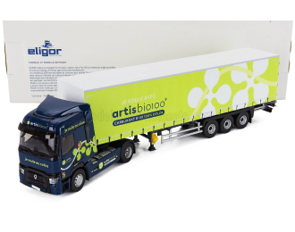RENAULT T480 Truck Telonato Artis Bio 100 Transports (2021), Blue Green