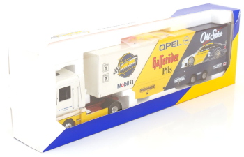RENAULT Magnum Opel DTM race transporter, mit Zubehör, Team Rosberg Collection (1995)