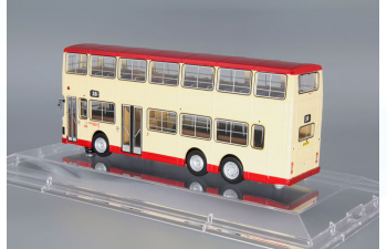 China motor bus, beige / red