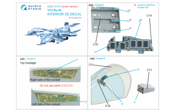 3D Декаль интерьера кабины Су-34 (Trumpeter) (малая версия)