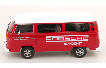 VOLKSWAGEN T2b Bus Porsche Renndienst with Fuchs-rims (1972), red white