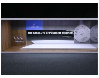 Diorama *Maserati show room with light*, black/white/blue