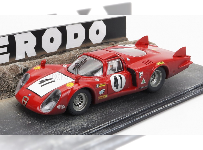 ALFA ROMEO Diorama - 33/2 Long Tail Team Autodelta №41 24h Le Mans (1968) Nino Vaccarella, Red White