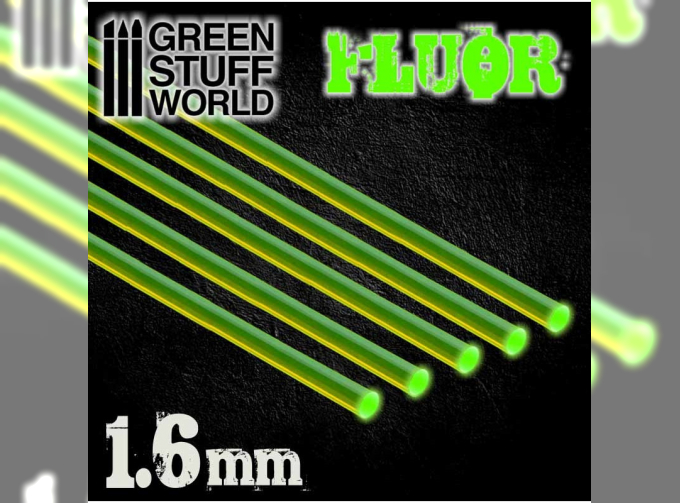 Акриловые круглые стержни, 1,6 мм - Флуоресцентный ЗЕЛЁНЫЙ / Acrylic Rods - Round 1.6 mm Fluor GREEN