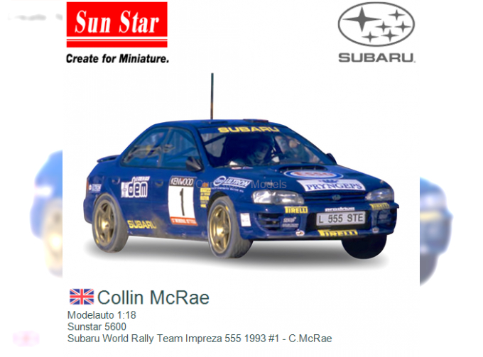 SUBARU Impreza 555 #1 Memorial Bettega C.McRae (1994)