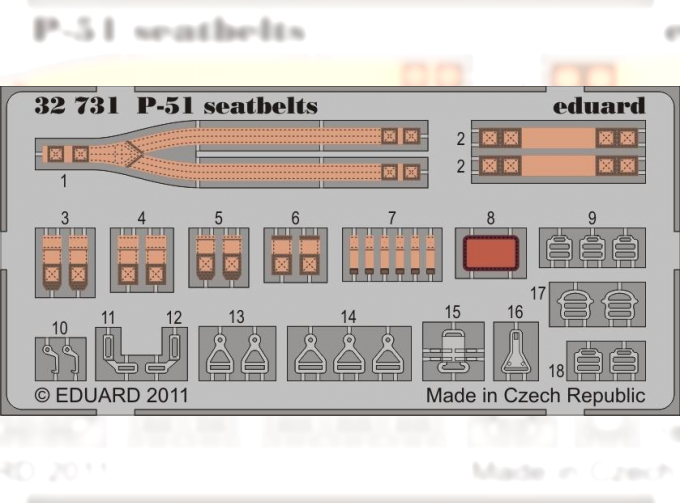 Фототравление привязные ремни P-51 Seatbelts