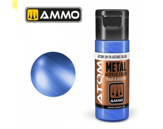 Краска акриловая ATOM COLOR METALLIC Синий Аотаке / Aotake Blue, 20мл