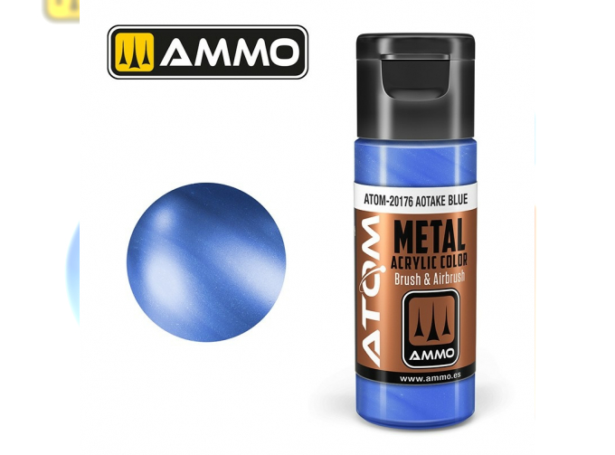 Краска акриловая ATOM COLOR METALLIC Синий Аотаке / Aotake Blue, 20мл