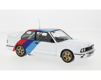 BMW M3 (E30) (1989), white/blue/red
