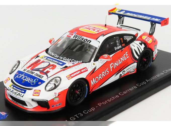 PORSCHE 911 991 Gt3 N7 Porsche Carrera Cup Australian Champion (2018) J.Evans, White Orange