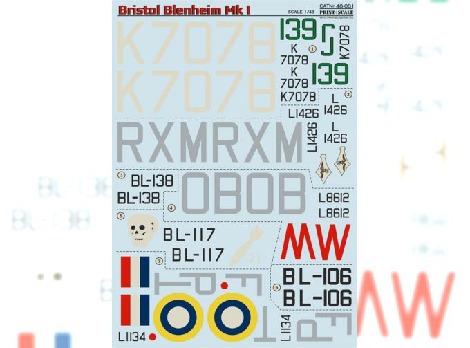 Декаль Bristol Blenheim The complete set 2 leaf