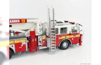 SEAGRAVE Truck Tower Ladder 9 Scala Fire Dept. City Of New York - Vigili Del Fuoco - Fire Engine - 55cm, Red White