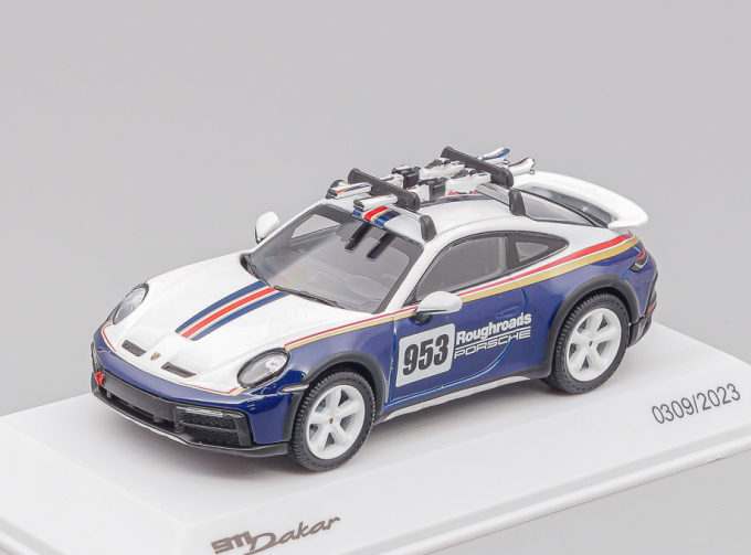 PORSCHE 911 992 №953 Rally Dakar Roughroads With Ski (2023), White Blue