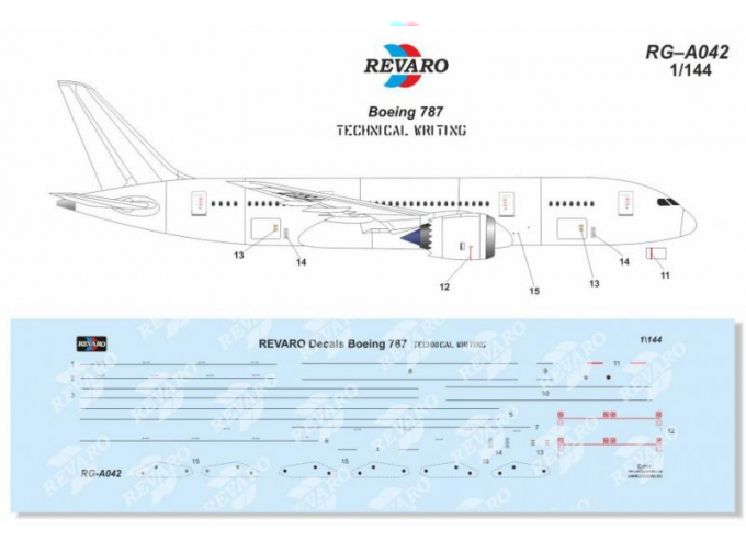 Декаль Boeing 787 Технические надписи