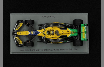 McLAREN F1 Mcl38 Team Mclaren №81 2nd Monaco Gp (2024) Oscar Piastri, Yellow Green Black