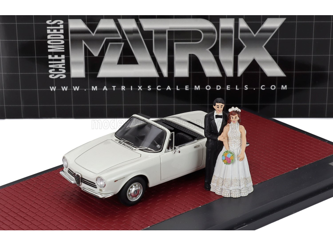 ALFA ROMEO Giulia Gt Cabriolet Spider Prototipo (1963) - Matrimonio - Just Married - Wedding With 2 Figures, White