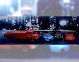 Hyper Car Set Bugatti Chiron, Koenigsegg Agera R, McLaren Speedtail, und Carry On Truck