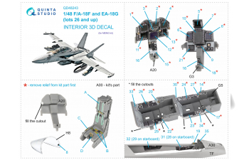 3D Декаль интерьера кабины F/A-18F late / EA-18G (Meng)