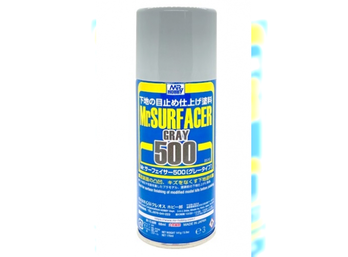 Краска грунтовка в баллончиках Mr.Surfacer Spray Gray 500, 170мл.