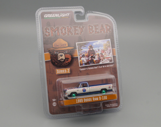 DODGE Ram D-150 "Smokey’s Friends Don’t Play With Matches" 1989 Blue/White (Greenlight!!!)