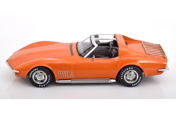 CHEVROLET Corvette C3 with removable roof parts and side pipes (1972), orange-metallic