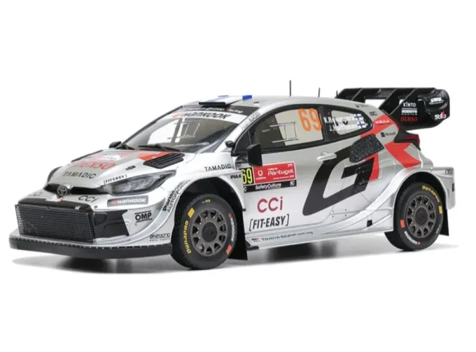 TOYOTA Yaris GR Hybrid RALLY1 Team Toyota Gazoo Racing WRT №69 3rd Rally Portugal Kalle Rovanpera - Jonne Halttunen (2025), silver/black