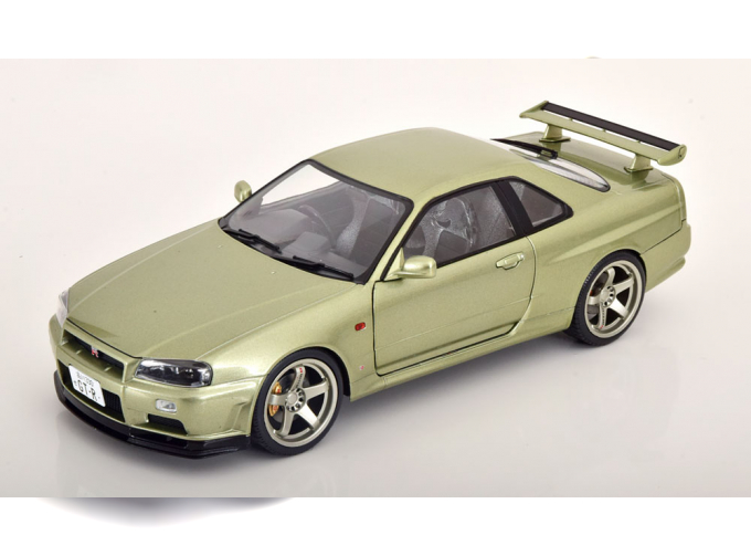 NISSAN Skyline GT-R R34 (1999), light green metallic