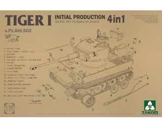 Сборная модель Tiger I Начальная серия 4 в 1 s.Pz.Abt.502