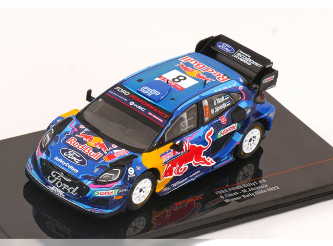 FORD Puma Rally1 Red Bull Team M-sport Ford Wrt N 8 Winner Rally Chile (2023) Ott Tanak - Martin Jarveoja, Blue Black