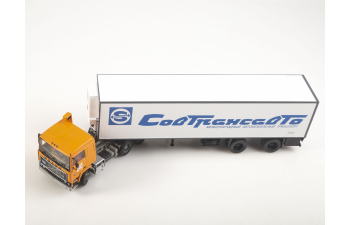 VOLVO F12 с полуприцепом Lamberet Совтрансавто, оранжевый / белый