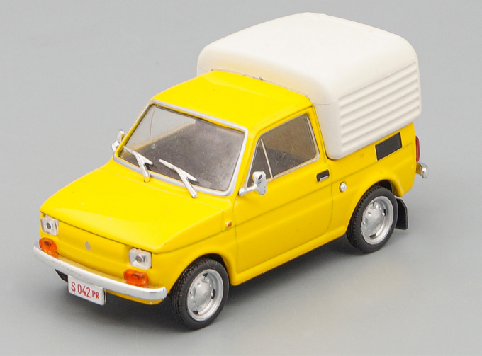 FIAT 126P Bombel, Kultowe Auta 124, yellow / white