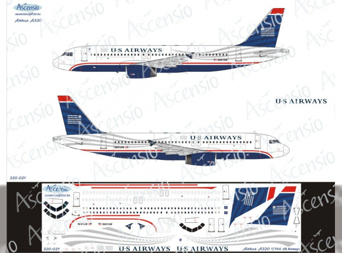 Декаль на самолёт Airbu A320 (US Airways)