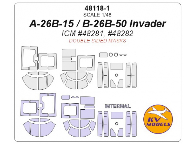 Маска окрасочная A-26B-15 / B-26B-50 Invader (ICM #48281, #48282)