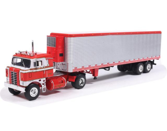 KENWORTH Bullnose with vintage chrome trailer (1950), red and white