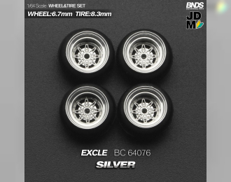 Excle Alloy Wheel & Rim set, silver/chrome