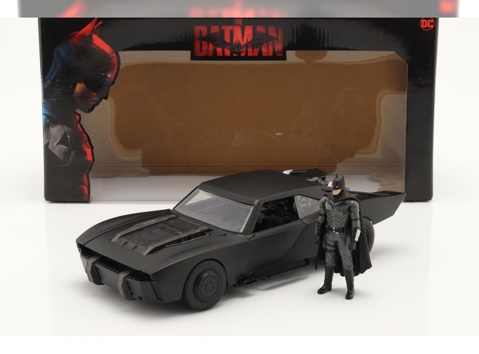 BATMAN Batmobile With Figure 2022 - The Batman Movie, Matt Black