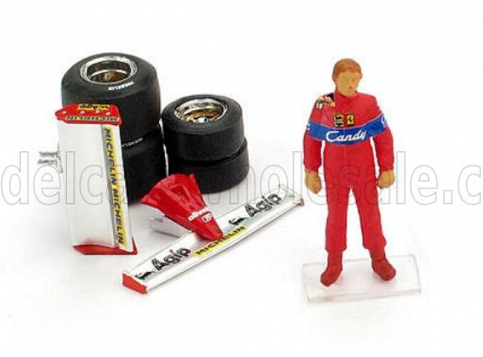 FIGURES Didier Pironi For Ferrari F1 126ck Turbo 1981 + Front And Rear Wings + Qualifying Tyres, Red