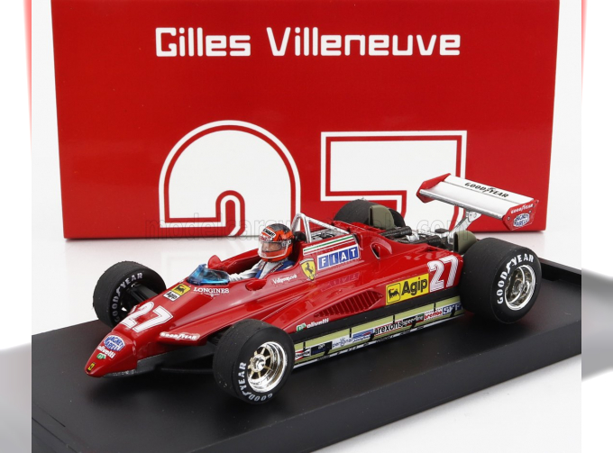 FERRARI F1 126c2 N 27 2nd San Marino Imola Gp (1982) Gilles Villeneuve - With Driver Figure, Red