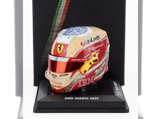 BELL HELMET Casco Helmet F1 Zhou Guanyu Team Ferrari Hp №24 Season (2025), Yellow Red