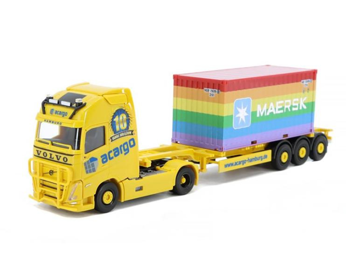 VOLVO FH Gl. Acargo 10 Years / 20ft. Maersk Rainbow (2020), yellow
