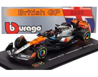 McLAREN F1 Mcl39 Team Mclaren №81 2nd Silverstone British Gp (2025) Oscar Piastri - With Pilot And Showcase, Orange Chrome Black