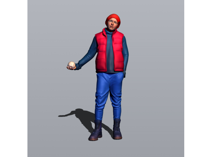 Фигура Пацан со снежком (масштаб 1:24), окрашенная