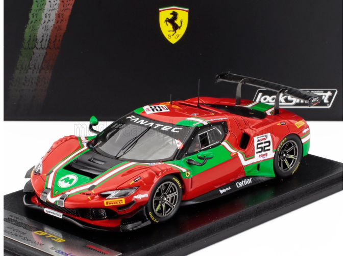 FERRARI 296 Gt3 3.0l Twin Turbo V6 Team Af Corse №52 24h Spa (2024) Andrea Bertolini - Jef Machiels - Louis Machiels - Tommaso Mosca, Red Green