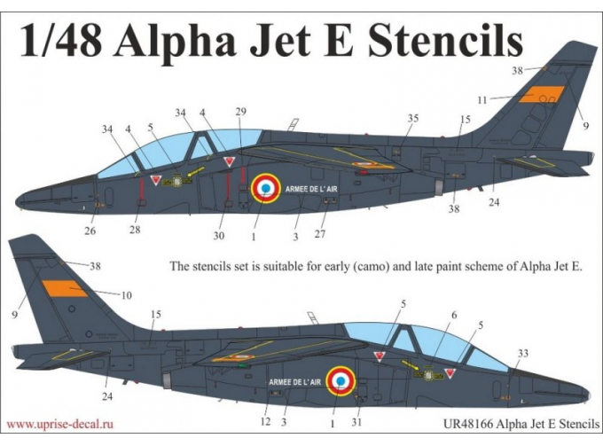 Декаль Alpha Jet E stencils+insignia