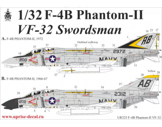 Декаль для F-4B Phantom-II VF-32, без тех. надписей FFA (удаляемая лаковая подложка)