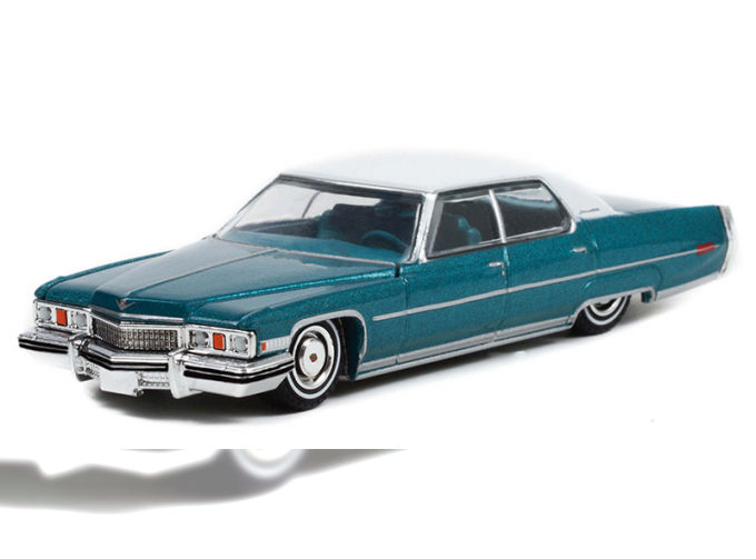 CADILLAC Sedan deVille 1973 Teal/White Roof