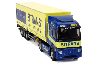 RENAULT T-line E-tech Truck Telonato Sitrans Transports (2023), Blue Yellow