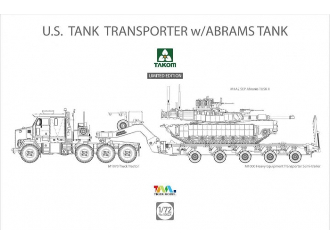 Сборная модель M1070 & M1000 70 Ton Tank Transporter w/ Abrams Tank