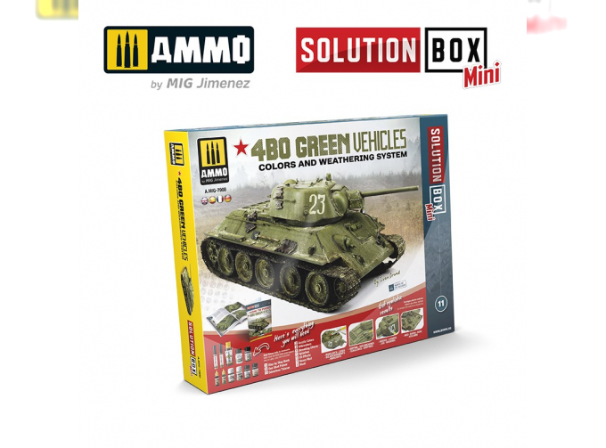 Набор "Solution Box MINI" для окраски Зелёных транспортных средств / Solution Box MINI - 4BO Green Vehicles