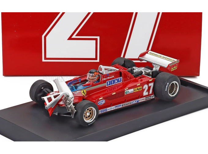 FERRARI F1 126ck Turbo №27 Alettone Danneggiato Dal Giro (lap) 55 Al 56 3rd Canada Montreal Gp (1981) Gilles Villeneuve - With Driver Figure, Red